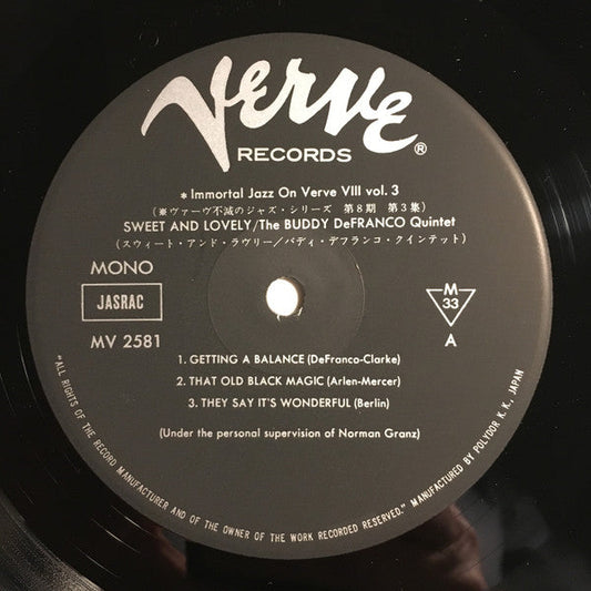 Buddy DeFranco Quintet - Sweet And Lovely (Vinyl, LP, Album, Reissue, Mono) Very Good Plus (VG+) / Very Good (VG)