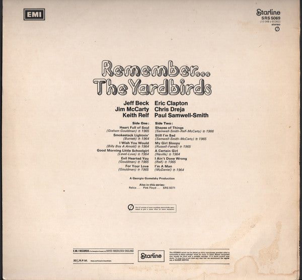 The Yardbirds - Remember... The Yardbirds (Vinyl, LP, Compilation) Very Good Plus (VG+) / Very Good Plus (VG+)