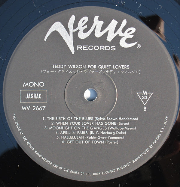 Teddy Wilson - For Quiet Lovers (Vinyl, LP, Album, Reissue, Mono) Very Good Plus (VG+) / Very Good Plus (VG+)