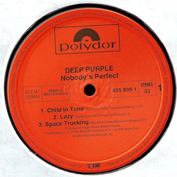 Deep Purple - Nobody's Perfect (2xVinyl, LP, Album, Stereo) Very Good (VG) / Good Plus (G+)