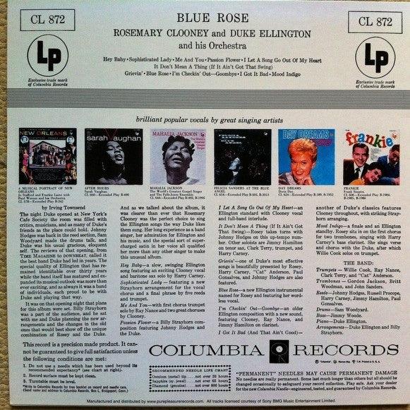 Rosemary Clooney - Blue Rose (Vinyl, LP, Album, Mono, Reissue) Very Good Plus (VG+) / Very Good Plus (VG+)