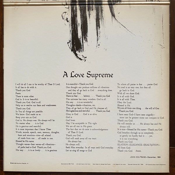 John Coltrane - A Love Supreme (Vinyl, LP, Album, Reissue, Stereo) Very Good (VG) / Very Good (VG)