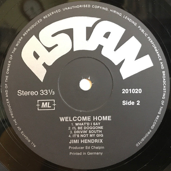 Jimi Hendrix - Welcome Home (Vinyl, LP, Album) Very Good (VG) / Good Plus (G+)