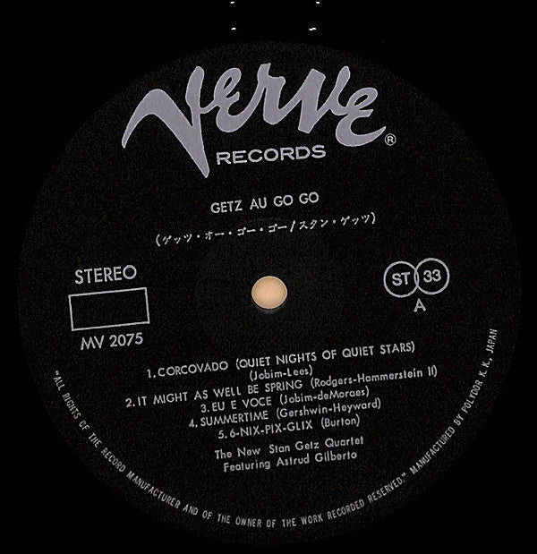 The New Stan Getz Quartet - Getz Au Go Go (Vinyl, LP, Album, Reissue, Stereo) Very Good (VG) / Good Plus (G+)