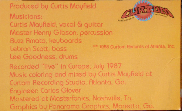 Curtis Mayfield - Live In Europe (2xVinyl, LP, Album) Very Good Plus (VG+) / Very Good (VG)