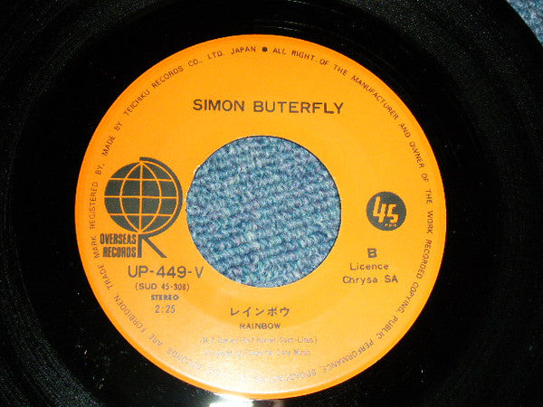 Simon Butterfly - Rain, Rain, Rain (Vinyl, 7", 45 RPM, Single) Very Good (VG) / Very Good Plus (VG+)