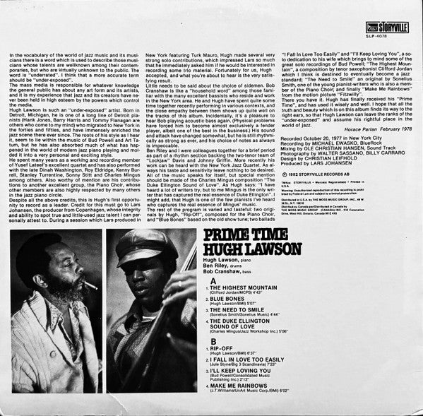 Hugh Lawson - Prime Time (Vinyl, LP, Album, Reissue) Very Good Plus (VG+) / Very Good Plus (VG+)