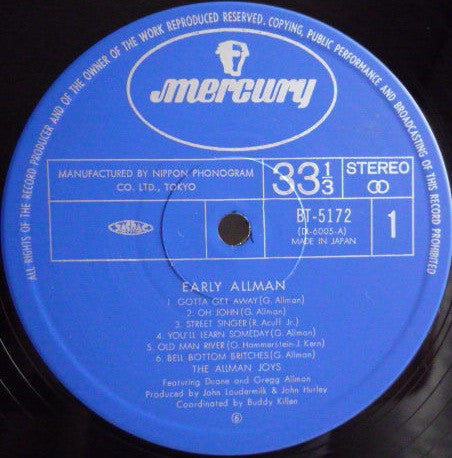 The Allman Joys - Early Allman (Vinyl, LP, Album, Reissue) Very Good (VG) / Very Good (VG)