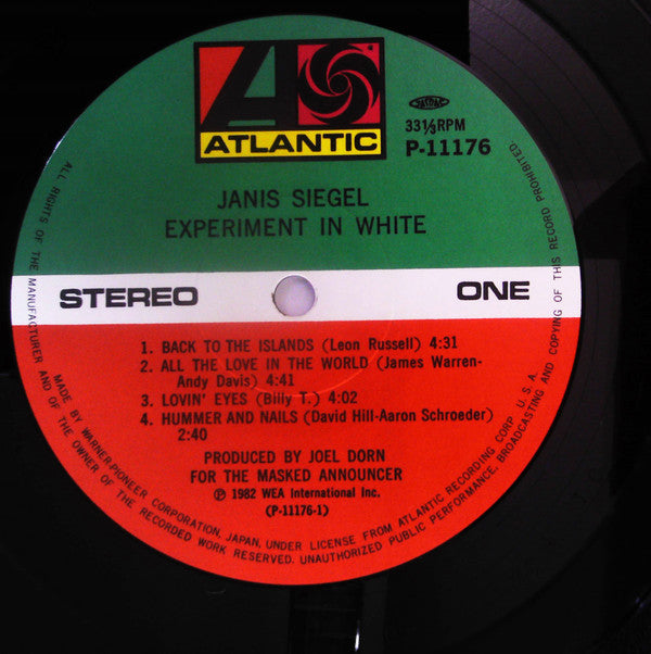 Janis Siegel - Experiment In White (Vinyl, LP, Album, Stereo) Very Good Plus (VG+) / Very Good Plus (VG+)