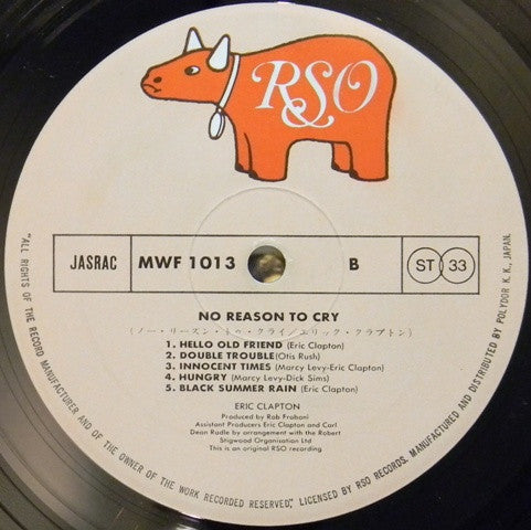 Eric Clapton - No Reason To Cry (Vinyl, LP, Album, Stereo)