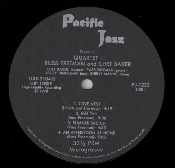 Chet Baker Quartet - Quartet: Russ Freeman Chet Baker (Vinyl, LP, Album, Reissue, Mono) Near Mint (NM or M-) / Near Mint (NM or M-)