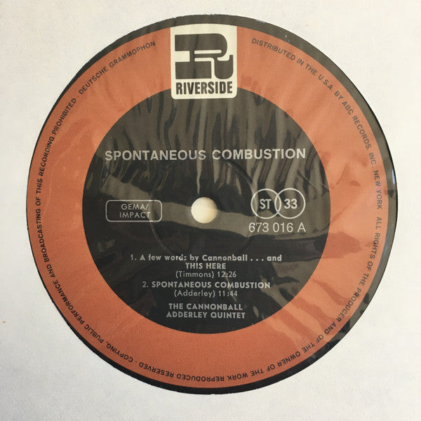The Cannonball Adderley Quintet - Spontaneous Combustion (Vinyl, LP...