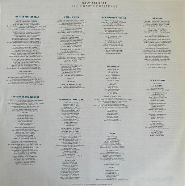 Bronski Beat - Truthdare Doubledare (Vinyl, LP, Album, Promo) Very Good Plus (VG+) / Very Good (VG)
