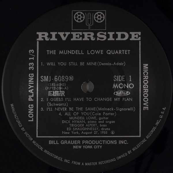 The Mundell Lowe Quartet - The Mundell Lowe Quartet (Vinyl, LP, Album, Reissue, Mono) Very Good (VG) / Very Good Plus (VG+)