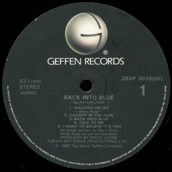 Quarterflash - Back Into Blue (Vinyl, LP, Album) Very Good Plus (VG+) / Very Good Plus (VG+)