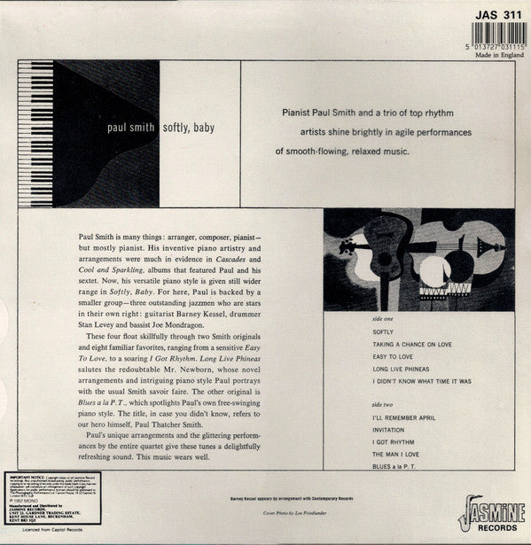 Paul Smith Quartet - Softly, Baby (Vinyl, LP, Reissue) Very Good Plus (VG+) / Very Good Plus (VG+)