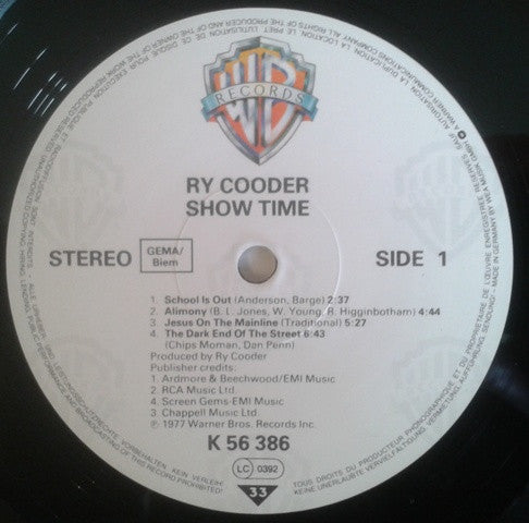 Ry Cooder - Show Time (Vinyl, LP, Album, Reissue)