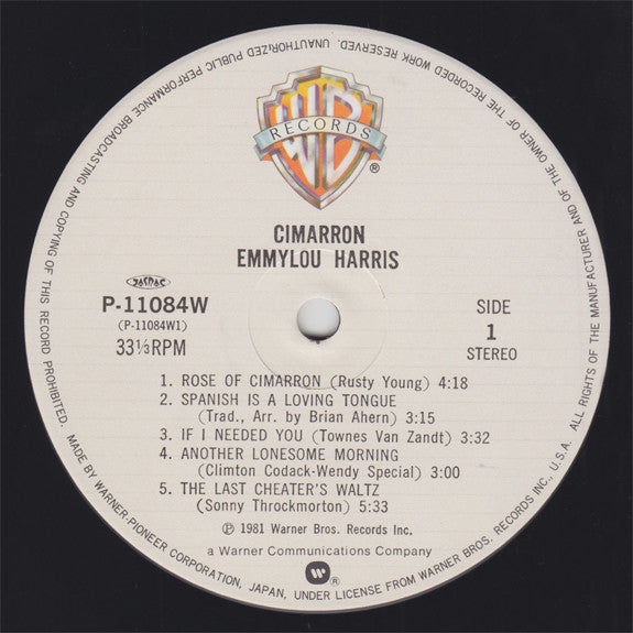 Emmylou Harris - Cimarron (Vinyl, LP, Album) Very Good Plus (VG+) / Very Good Plus (VG+)