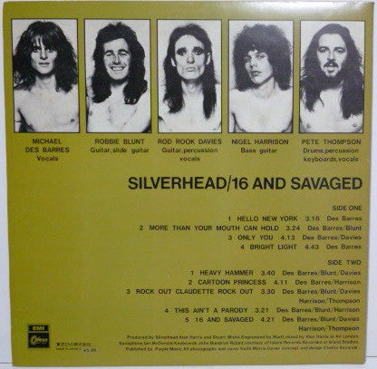 Silverhead - 16 And Savaged (Vinyl, LP, Album, Stereo)