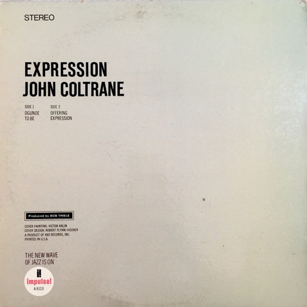 John Coltrane - Expression (Vinyl, LP, Album, Stereo, Reissue) Good Plus (G+) / Poor (P)