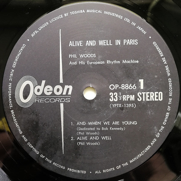 Phil Woods And His European Rhythm Machine - Alive And Well In Paris (Vinyl, LP, Album, Reissue) Very Good (VG) / Very Good Plus (VG+)