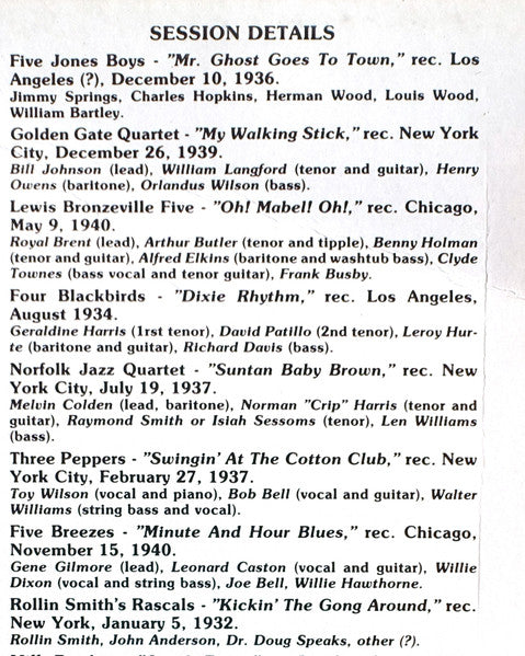 Various - The Human Orchestra (Rhythm Quartets In The Thirties) (Vinyl, LP, Album, Compilation, Mono) Very Good (VG) / Very Good (VG)