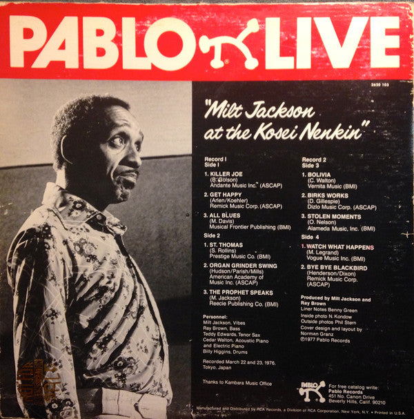 Milt Jackson - Milt Jackson At The Kosei Nenkin (2xVinyl, LP, Stereo) Good Plus (G+) / Very Good Plus (VG+)
