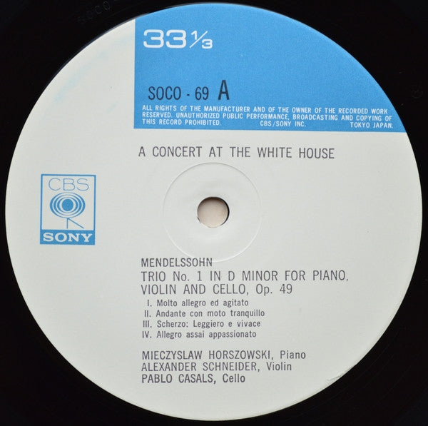 Pablo Casals - Casals: White House Concert/ A Living Portrait In His Own Words (2xVinyl, LP, Mono) Very Good Plus (VG+) / Very Good (VG)