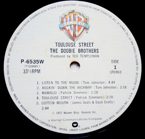 The Doobie Brothers - Toulouse Street (Vinyl, LP, Album, Reissue) Very Good Plus (VG+) / Very Good Plus (VG+)