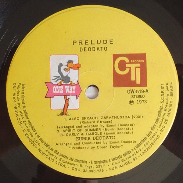 Eumir Deodato - Prelude (Vinyl, LP, Album, Stereo) Very Good (VG) / Good Plus (G+)