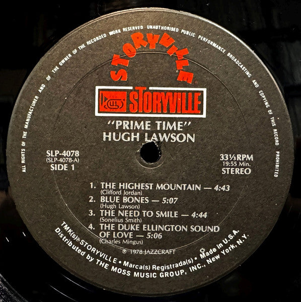 Hugh Lawson - Prime Time (Vinyl, LP, Album, Reissue) Very Good Plus (VG+) / Very Good Plus (VG+)