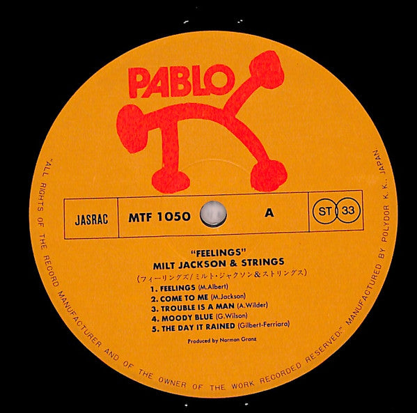 Milt Jackson & Strings - Feelings (Vinyl, LP, Album) Very Good Plus (VG+) / Very Good (VG)