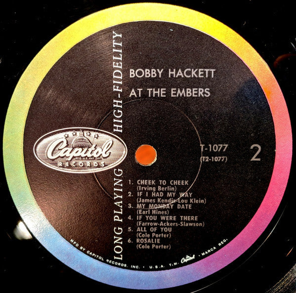The Bobby Hackett Quartet - Bobby Hackett At The Embers (Vinyl, LP, Mono) Very Good (VG) / Good Plus (G+)