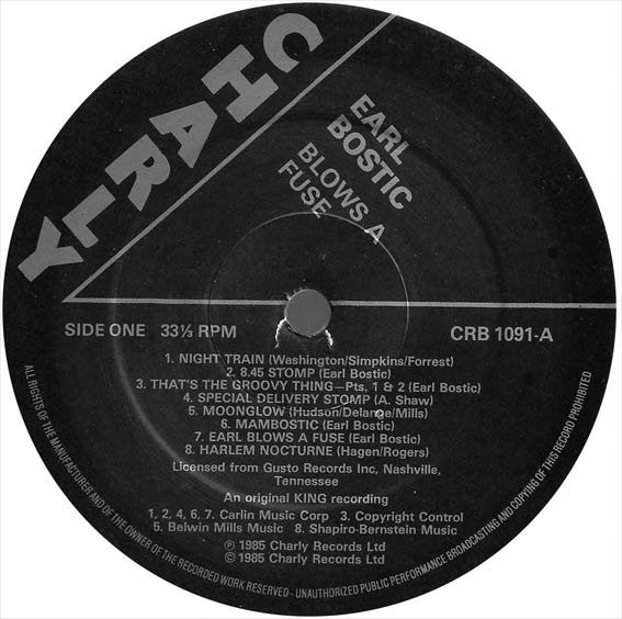 Earl Bostic - Blows A Fuse (Vinyl, LP, Compilation) Very Good Plus (VG+) / Very Good (VG)