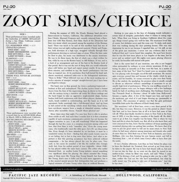 Zoot Sims - Choice (Vinyl, LP, Album, Limited Edition, Reissue, Mono) Very Good Plus (VG+) / Very Good Plus (VG+)