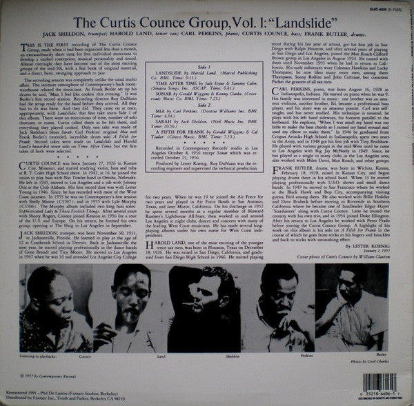The Curtis Counce Group - Vol 1: Landslide (Vinyl, LP, Album, Reissue, Remastered, Stereo) Very Good (VG) / Very Good Plus (VG+)