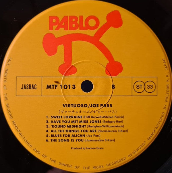 Joe Pass - Virtuoso (Vinyl, LP, Album, Reissue, Stereo)