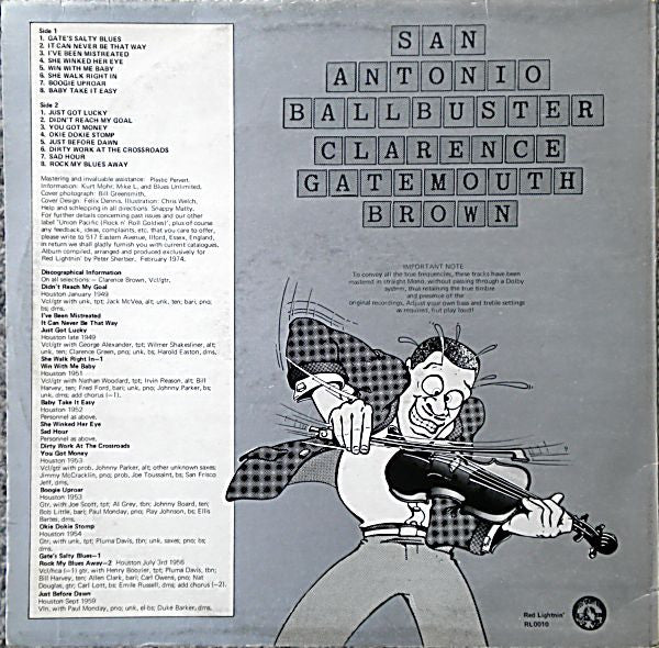 Clarence "Gatemouth" Brown - San Antonio Ballbuster (Vinyl, Compilation, LP, Mono) Very Good Plus (VG+) / Very Good (VG)