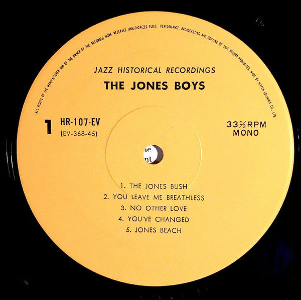 The Jones Boys - The Jones Boys (Vinyl, LP, Album, Mono) Near Mint (NM or M-) / Very Good (VG)