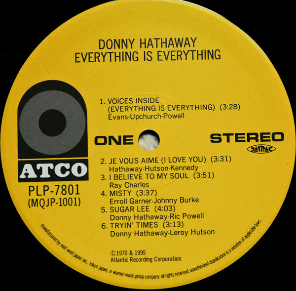 Donny Hathaway - Everything Is Everything (Vinyl, LP, Album, Reissue, Stereo) Near Mint (NM or M-) / Very Good (VG)
