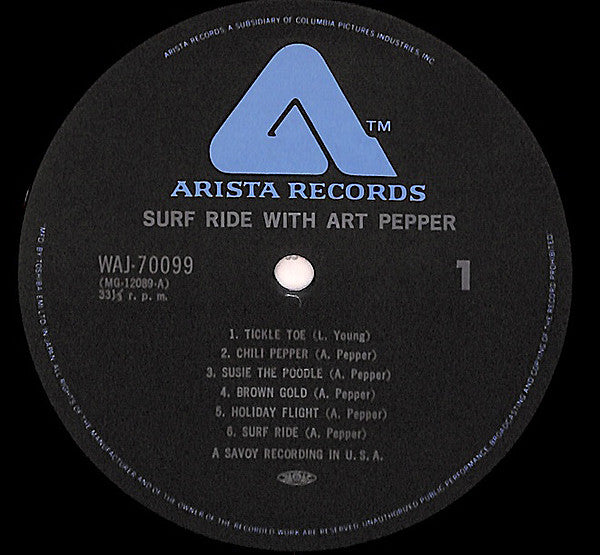 Art Pepper - Surf Ride (Vinyl, LP, Compilation, Reissue, Mono)