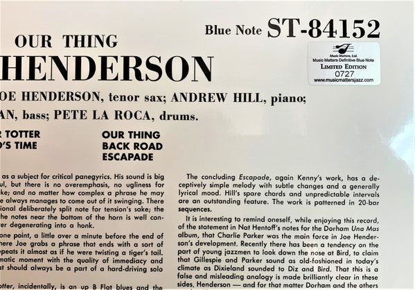 Joe Henderson - Our Thing (2xVinyl, 12", 45 RPM, Album, Limited Edition, Numbered, Reissue, Stereo) Very Good Plus (VG+) / Near Mint (NM or M-)