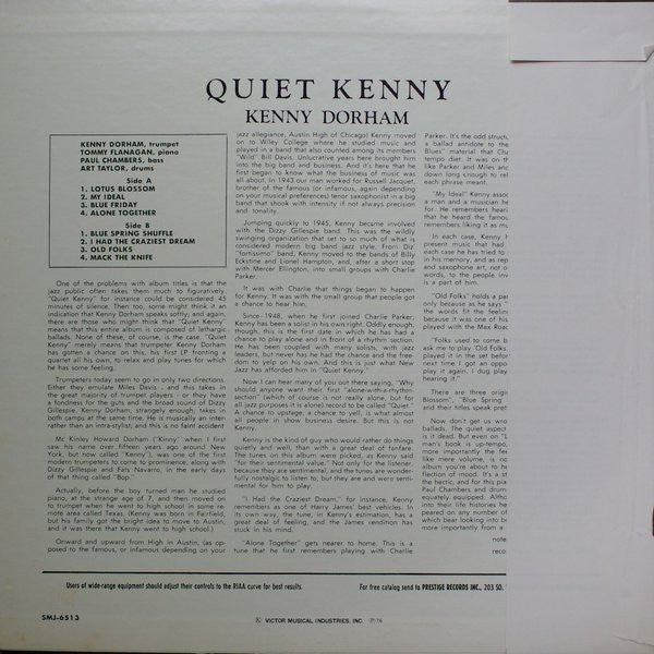 Kenny Dorham - Quiet Kenny (Vinyl, LP, Album, Reissue, Stereo)