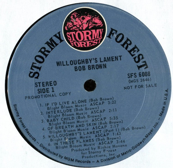 Bob Brown (9) - Willoughby's Lament (Vinyl, LP, Album, Promo) Very Good (VG) / Very Good (VG)
