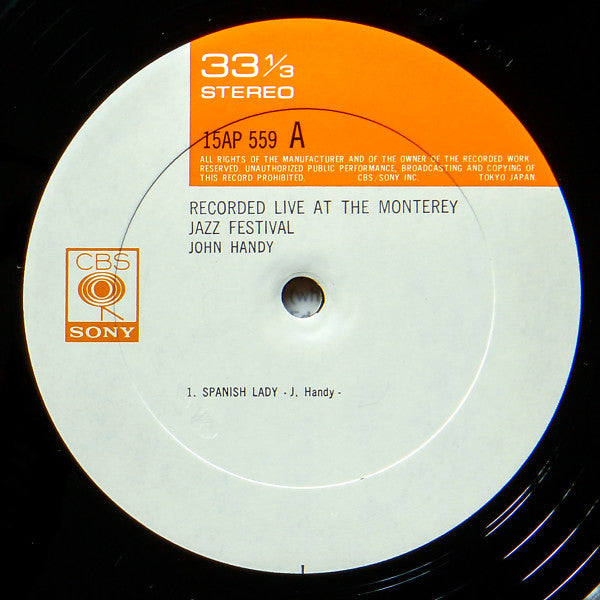 John Handy - Recorded Live At The Monterey Jazz Festival (Vinyl, LP, Album, Reissue, Stereo) Very Good Plus (VG+) / Very Good Plus (VG+)