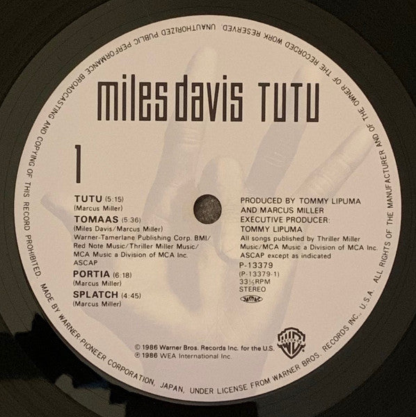 Miles Davis - Tutu (Vinyl, LP, Album)