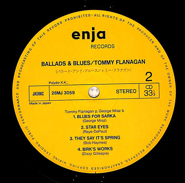 Tommy Flanagan - Ballads & Blues (Vinyl, LP, Album) Very Good Plus (VG+) / Very Good Plus (VG+)
