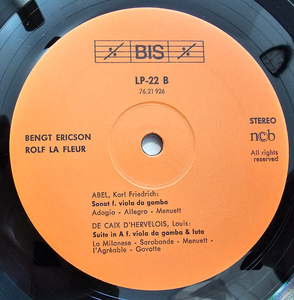 Bengt Ericson - Ortiz, Morley, Dowland, Rauh, Newsidler, Ballard, Robinson, Abel, De Caix D'Hervelois (Vinyl, LP, Reissue, Stereo) Very Good (VG) / Very Good Plus (VG+)