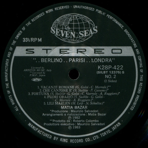 Matia Bazar - ..Berlino..Parisi..Londra (Vinyl, LP, Album) Very Good Plus (VG+) / Very Good Plus (VG+)