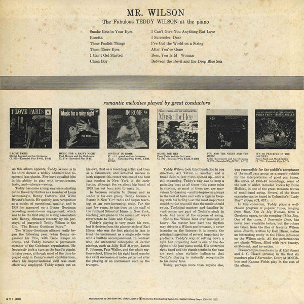 Teddy Wilson - Mr. Wilson (The Fabulous Teddy Wilson At The Piano) ...